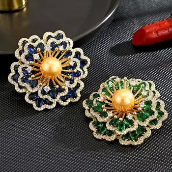 Тяжелая промышленность Осенняя бегония Брошь Женская булавка Роскошная атмосферная хрустальная брошь Аксессуары для пальто