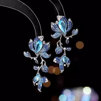 Тяжелая промышленность преувеличенные атмосферные серьги новый цветок слегка инкрустированный цирконием банкетное элегантное платье с серьгами туфли розового золота