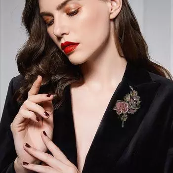 Тяжелая промышленность роскошь изысканный циркон цветок роза ретро I брошь ретро женственность брошь большой элитный атмосфера сотня розовый