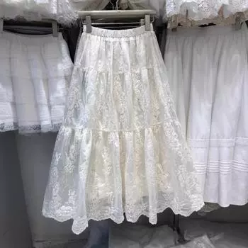 Тяжелая промышленность жаккардовая вышивка пряжа Eugen юбка Nanfa средняя и длинная юбка ретро темперамент юбка-зонтик one size fits all абрикосовый