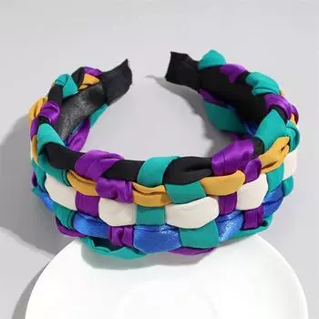Тяжелая широкая плетеная повязка на голову ручной работы, яркая, аксессуар для фотосессии, вечеринки, головной убор, модные взрослые повязки для волос