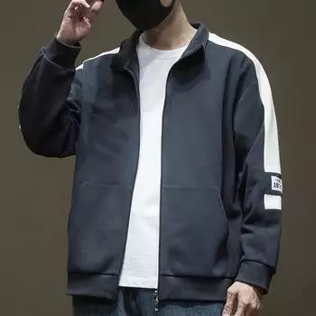 Тяжелый 30G повседневный кардиган свитер мужской осень и зима сшивание контрастных цветов свободный большой размер толстый 40 кг флисовая куртка M