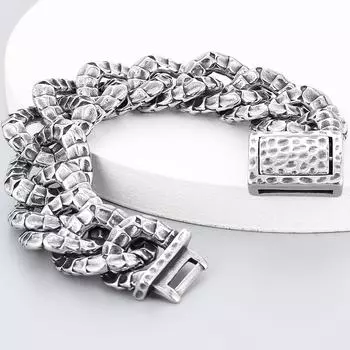 Тяжелый браслет из нержавеющей стали со змеиным телом, браслет-цепочка для мужчин, длина 9 дюймов, классический мужской ювелирный аксессуар, подарочная упаковка 23CM серебряный