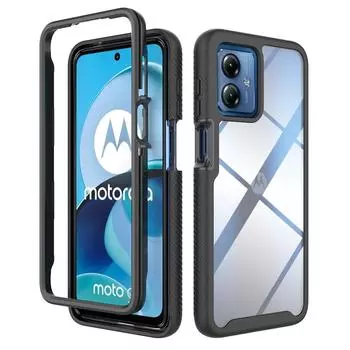 Тяжелый бронированный чехол Otter Box для Moto G84 G14 G53 G23 G13 G82 G62 G52 G42 G32 G22 E20 E13 G60S G31 51 71 50 Жесткий HD Прозрачный ударопрочный защитный чехол For Moto G14 фиолетовый