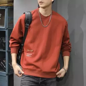 Тяжелый дизайн модный брендовый свитер мужской свободный большой размер американский уличный спортивный и досуг круглый вырез M королевский синий