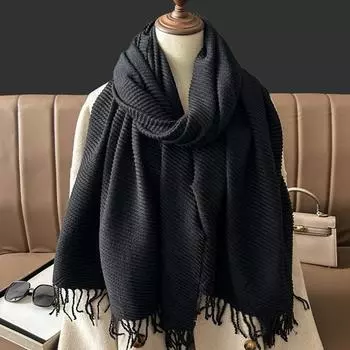 Тяжелый плиссированный текстурный шарф для женщин, осенне-зимний корейский вариант, однотонная длинная накидка для двойного использования 67-180cm красный