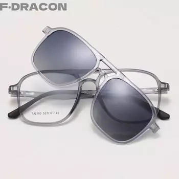 TR90 Магнитные очки с двойным лучом 2-в-1 для мужчин, поляризованные солнцезащитные очки с оптической оправой для женщин TJ2193 CHINA