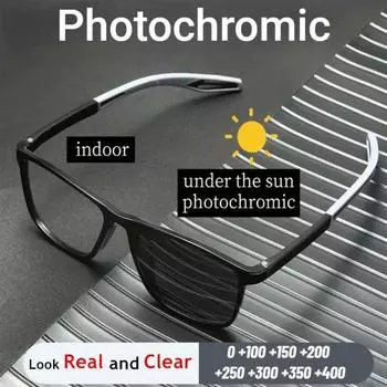 TR90 Photochromic Anti-blue Light Reading Glasses for Women and Men Ultralight Sports Farsight Eyeglasses +1.0 To +4.0 0