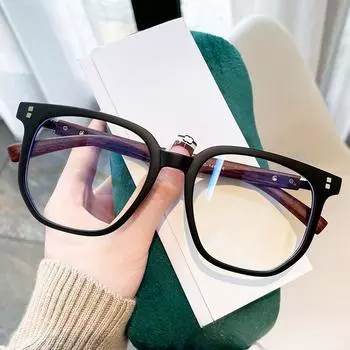 TR90 Xiaohongshu тот же стиль полигональная большая оправа ретро деревянные ножки анти-синий свет очки для мужчин и женщин с близорукостью оправа Anti blue light lenses