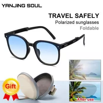 TR складные солнцезащитные очки, поляризационные очки, солнцезащитные очки на воздушной подушке, устойчивые к ультрафиолетовому излучению, женские модные портативные очки