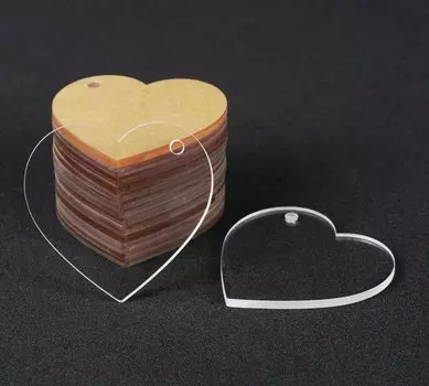 Traceease 2 дюймов в форме сердца с отверстием прозрачный акриловый орнамент пустой прозрачный брелок подвески для проектов поделок своими руками 2 x 2 inches чистый