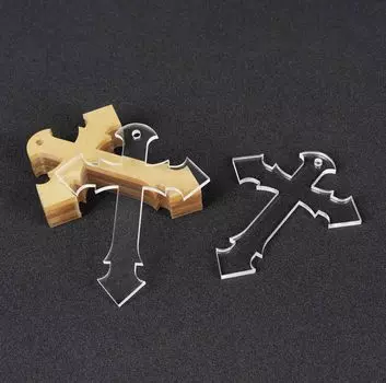 Traceease 3 дюймовая крестообразная форма с отверстием, прозрачный акриловый орнамент, пустой прозрачный брелок, подвески для поделок, проекты сделай сам 2.5 x 3 inches чистый