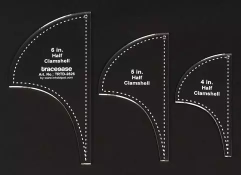 Traceease, 3 шт., полуоболочка, шаблон для аппликации, 4 дюйма, 5 дюймов, 6 дюймов, шаблоны для лоскутного шитья, сделай сам, для шитья, толщина 1,8 дюйма Pack of 3 чистый
