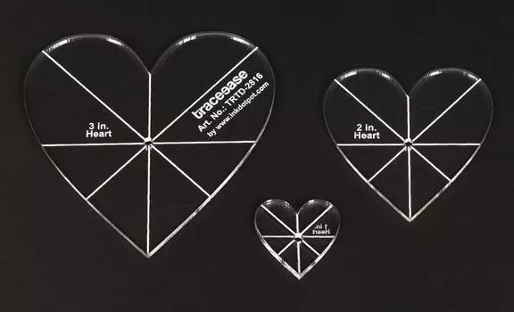 Traceease 3 шт. шаблон для аппликации в форме сердца 1 2 3 дюймов DIY Вышивание лоскутное одеяло шаблоны для квилтинга - 1 8 толщиной Pack of 3 чистый