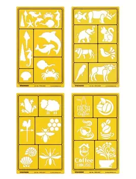 Traceease 4 шт. многошаблонные шаблоны для рисования для скрапбукинга проектирование ремесел DIY искусство Pack of 4 жёлтый