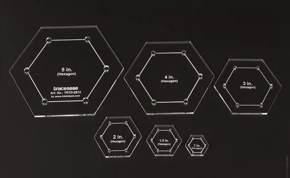 Traceease 6 шт. шестиугольные геометрические трафареты-шаблоны «сделай сам» 1 «2» 3 «4» 5 дюймов трафаретная линейка для геометрических измерений-толщина 1 8 дюймов Pack of 6 чистый