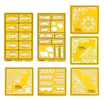 Traceease 7 шт., поп-арт, цветочные шаблоны для скрапбукинга, дизайн, ремесло, сделай сам, искусство Pack of 7 жёлтый