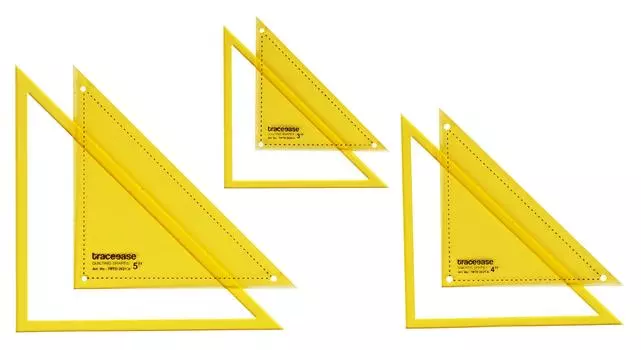 Traceease 90 Degree triangle Quilting Template Stencils Set Of 3, 3 /4 /5 inches DIY Sewing Quilt patchwork templates for Quilting-U2 3-5 Inches жёлтый