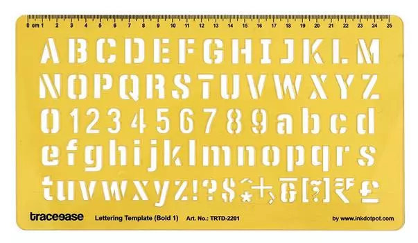 Traceease Алфавитный трафарет для письма, шаблоны алфавита Инструменты для черчения Трафареты английских букв и цифр 10.5 x 5.8 Inches жёлтый