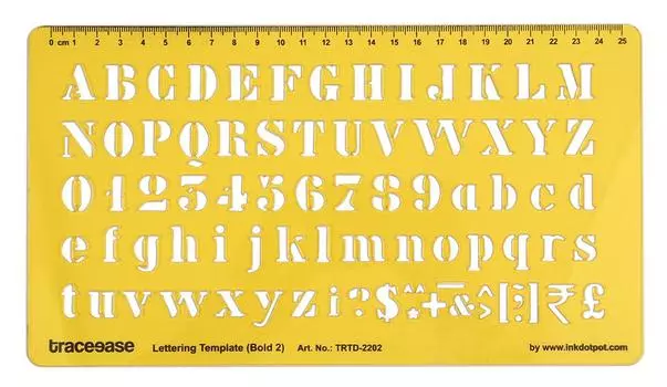 Traceease Alphabet Lettering Template Drafting Tools English Letter Alphabets Stencil 10.5 x 5.8 Inches жёлтый