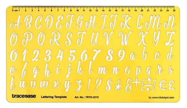 Traceease Alphabet Lettering Template Drafting Tools,Lower Case-Upper Case-Numbers Alphabet Letter Stencils 10.5 x 5.8 Inches жёлтый