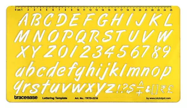 Traceease Alphabet Lettering Template Drafting Tools,Lower Case-Upper Case & Numbers Alphabet Letter Stencils 10.9 x 6 Inches жёлтый