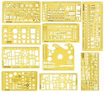 Traceease Architect масштабный дизайн интерьера и мебельные шаблоны архитектурные трафареты для плана дома мебель кухня, здание, набор 10.2 x 5.5 inches жёлтый