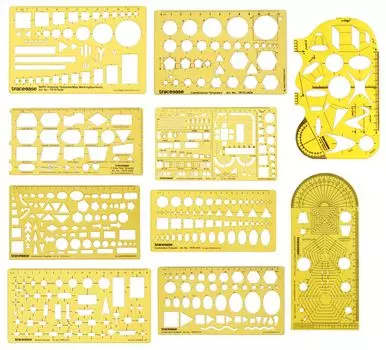Traceease Architect масштабный дизайн интерьера и мебельные шаблоны архитектурные трафареты для плана дома мебель кухня, здание, набор 10.2 x 5.5 inches жёлтый