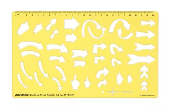Traceease Arrows Drafting Directional Arrows Template Drawing Stencil,Designing Template Measuring Ruler 10 x 5.9 Inches жёлтый