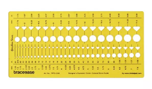 Traceease Designer Diamond Gemstone Guide Jewelry Templates Drafting Tools Jewellery Designing Stencils 8.1 x 4 Inches жёлтый