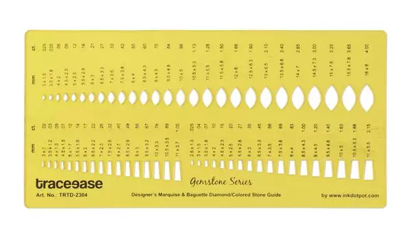 Traceease Designer Marquise & Baguette Diamond Gemstone Guide Jewelry Templates Drafting Tools Jewellery Designing Stencils 8.1 x 4 Inches жёлтый