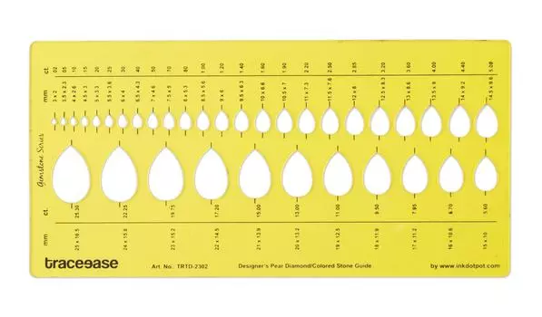 Traceease Designer Pear Diamond Gemstone Guide Jewelry Templates Drafting Tools Jewellery Designing Stencils 8.1 x 4 Inches жёлтый