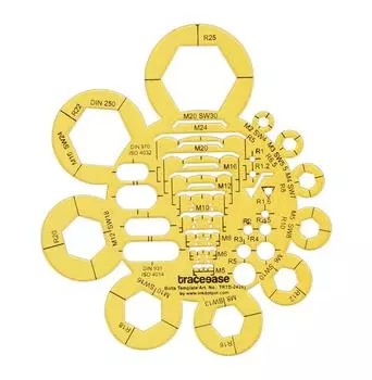 Traceease Electrical Drafting Bolts Template Drawing Stencil,Designing Template Measuring Ruler 11.8 x 5.9 Inches жёлтый