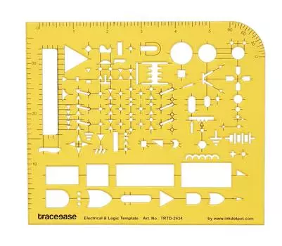 Traceease Electrical Drafting Electrical & Logic Template Drawing Stencil,Designing Template Measuring Ruler 7 x 5.9 Inches жёлтый