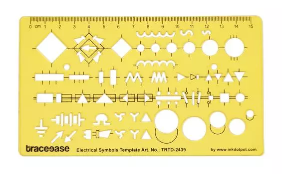 Traceease Electrical Drafting Electrical Symbols Template Drawing Stencil,Designing Template Measuring Ruler 6.4 x 3.7 Inches жёлтый