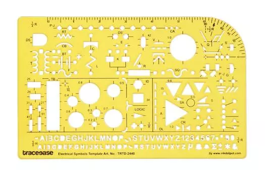 Traceease Electrical Drafting Electrical Symbols Template Drawing Stencil,Designing Template Measuring Ruler 8.6 x 5.3 Inches жёлтый