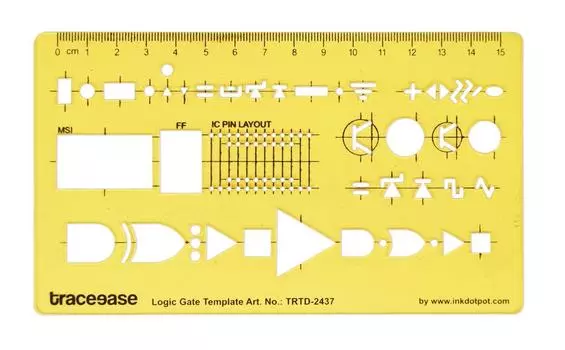 Traceease Electrical Drafting Logic Gate Template Drawing Stencil,Designing Template Measuring Ruler 6.4 x 3.7 Inches жёлтый