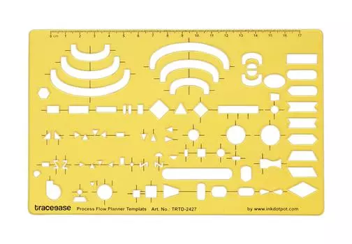 Traceease Electrical Drafting Process Flow Planner Template Drawing Stencil,Designing Template Measuring Ruler 7.8 x 4.9 Inches жёлтый