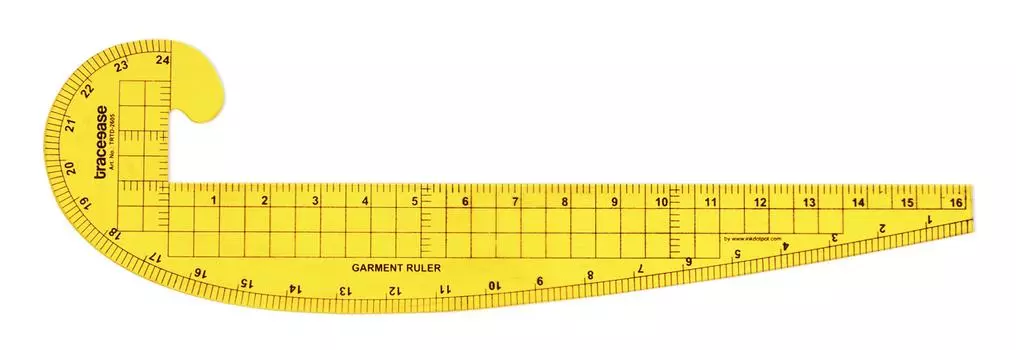 Traceease French Curve With Grading Template, Garment Ruler Sewing Tailoring Tools Stencils- 18.5 Inches Long 18.58 x 5.4 inches жёлтый