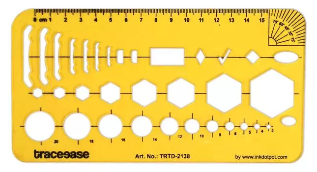 Traceease Geometric Combination Template,Drafting Tools Geometry Stencil Designing Measuring Ruler 7.63 X 4.02 Inches жёлтый