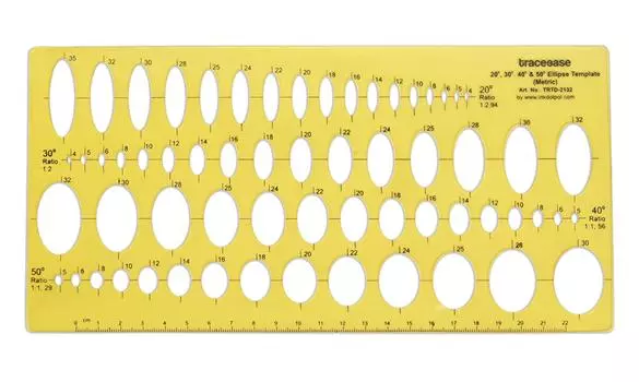 Traceease Geometric Drafting Ellipse Template Drawing Stencil, Designing Template Measuring Ruler 10.3 X 5 Inches жёлтый