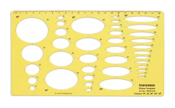 Traceease Geometric Drafting Ellipse Template Drawing Stencil, Designing Template Measuring Ruler 9 X 5 Inches жёлтый
