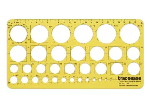 Traceease Геометрический чертежный круг, формованный шаблон, трафарет для рисования, шаблон для проектирования, измерительная линейка 9.7 X 5 Inches жёлтый