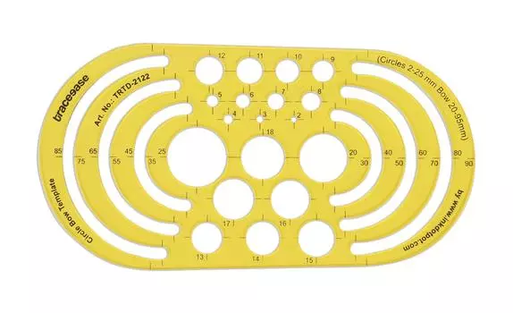 Traceease Геометрический чертежный круг, шаблон банта, трафарет для рисования, шаблон для проектирования, измерительная линейка 7.2 X 3.7 Inches жёлтый