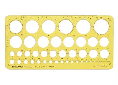 Traceease Геометрический чертежный круг шаблон трафарет для рисования, шаблон для проектирования измерительная линейка 10.2 X 5.1 Inches жёлтый