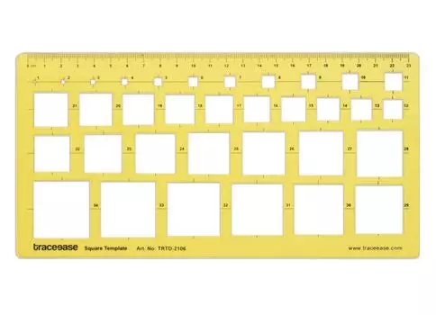 Traceease Геометрический чертежный квадратный шаблон, трафарет для рисования, шаблон для проектирования, измерительная линейка 9.5 X 4.8 Inches жёлтый