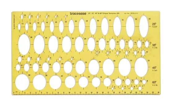 Traceease Геометрический чертежный шаблон эллипса трафарет для рисования, шаблон для проектирования измерительная линейка 10.4 X 5.9 Inches жёлтый