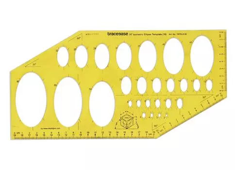 Traceease Геометрическое черчение 35 изометрических шаблонов эллипса, трафарет для рисования, шаблон для проектирования, измерительная линейка 11.8 X 5.9 Inches жёлтый