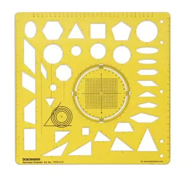 Traceease Геометрическое черчение Геометрический шаблон Трафарет для рисования, Шаблон для проектирования Измерительная линейка 9.2 X 9 Inches жёлтый