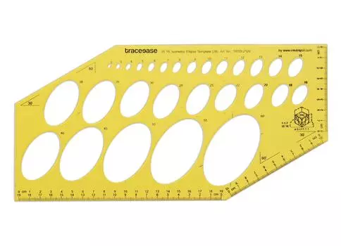 Traceease Геометрическое черчение Изометрический шаблон эллипса Трафарет для рисования, шаблон для проектирования Измерительная линейка 11.5 X 5.7 Inches жёлтый